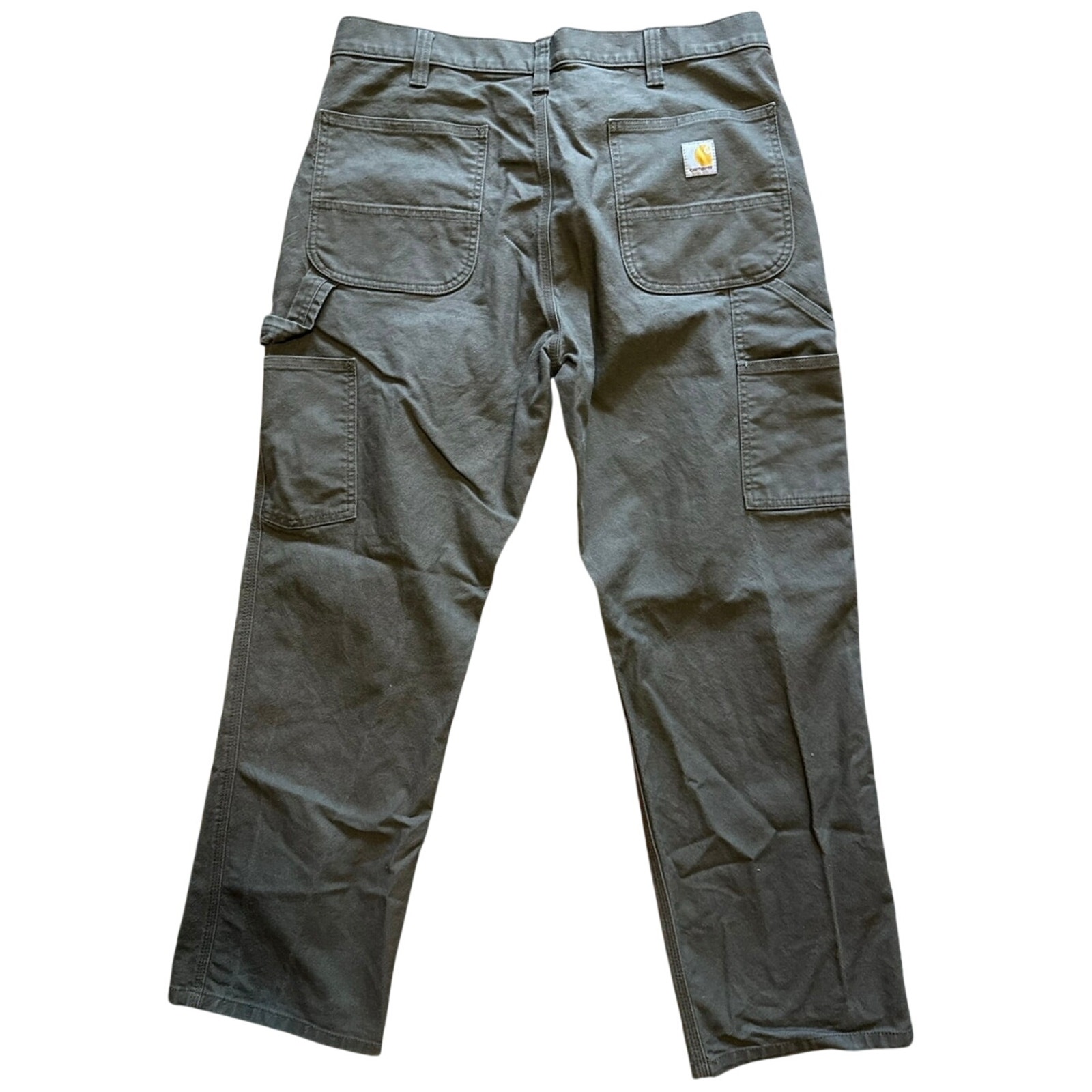 Carhartt Pants Mens 36x30 Green Canvas Relaxed Fit Utility Workwear Carpenter